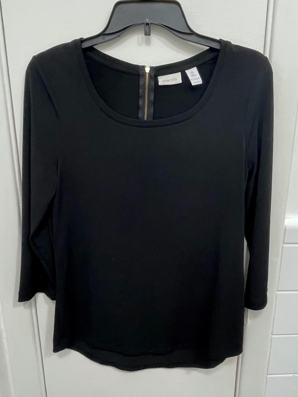 Chicos Black Pullover Tunic Blouse Size 0 (Small)